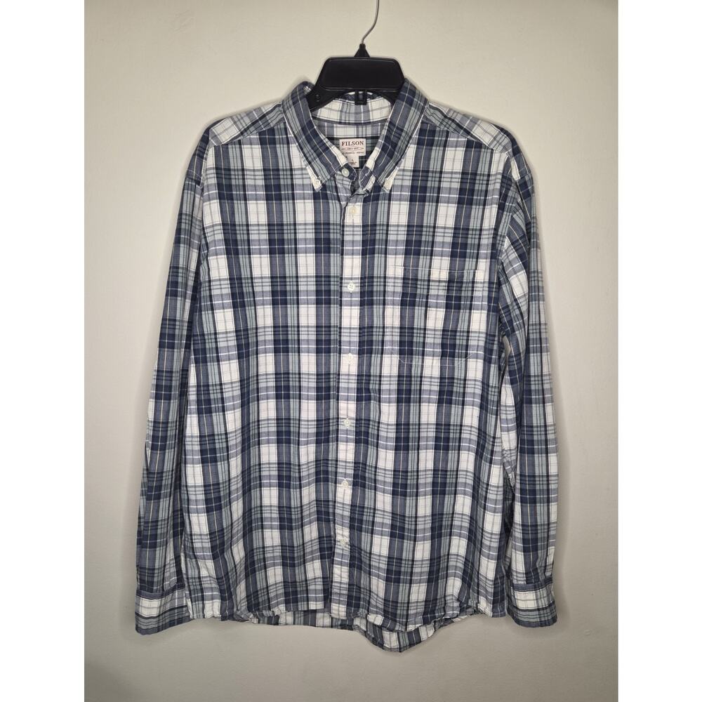 Filson Plaid Long Sleeve‎ Button Down Blue Men's Large
